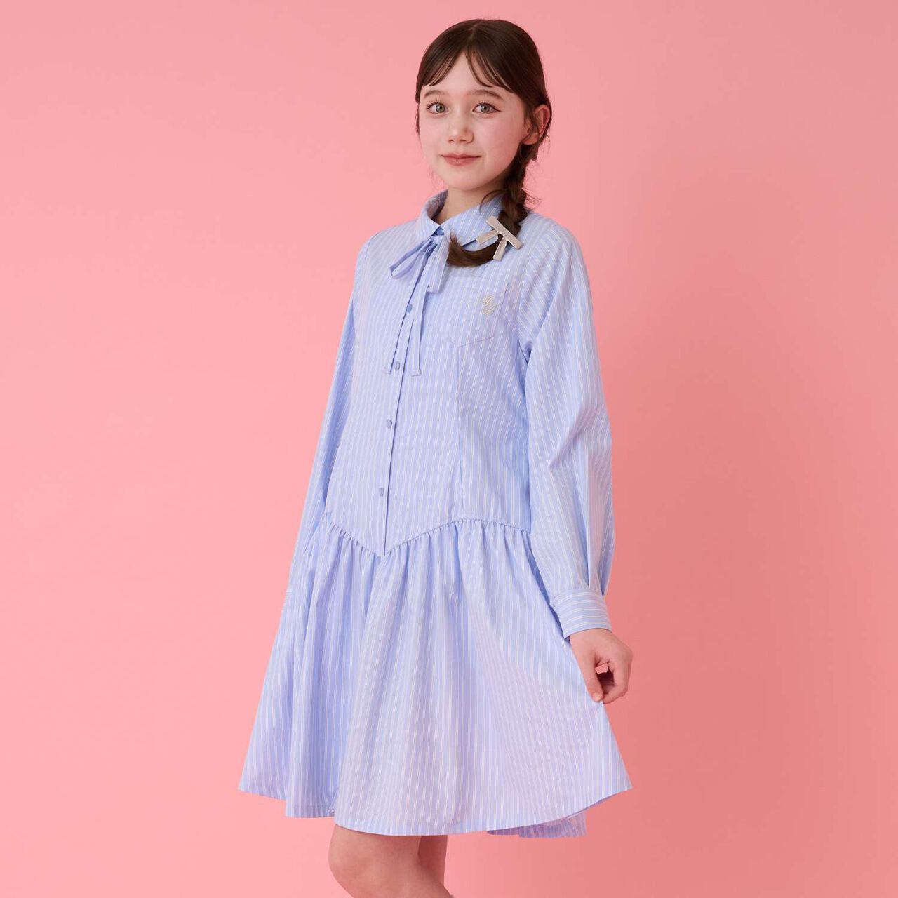 Knit Vest & Shirt Dress Set,Sax blue, large image number 19