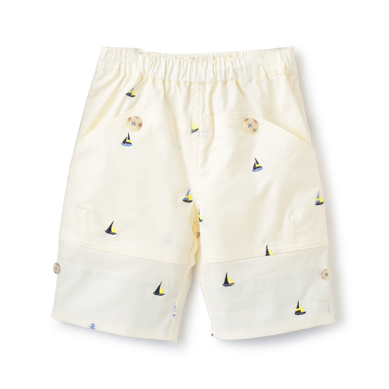 Yacht Embroidery Half Pants,Pearl white, large image number 0