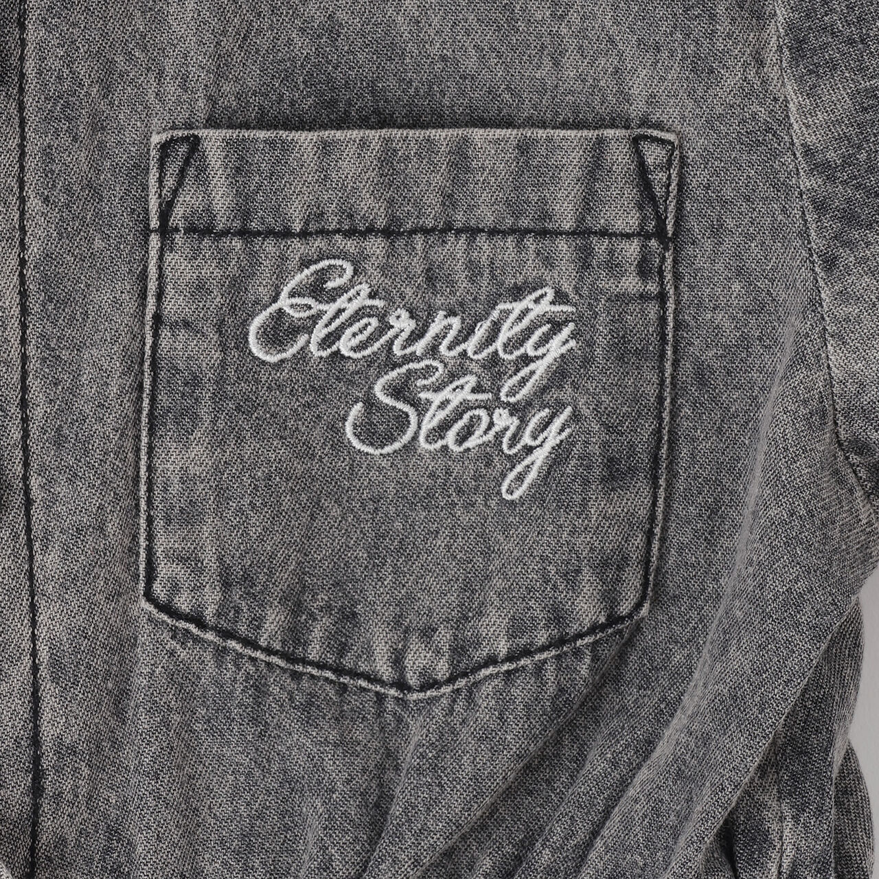 Shoulder Cutout Denim Shirt Dress,Gray, large image number 4