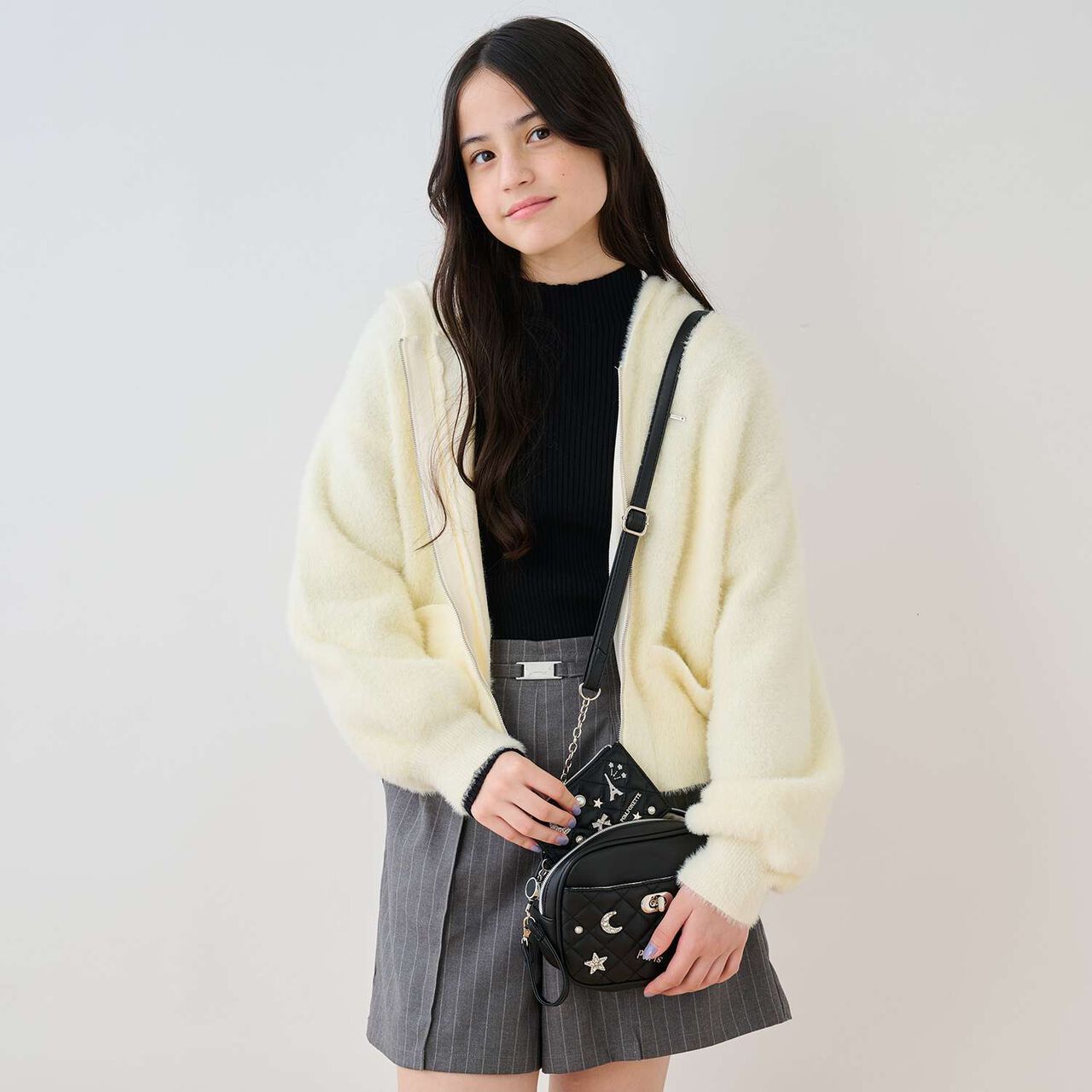 Quilted Motif Mini Shoulder Bag,Off white, large image number 10