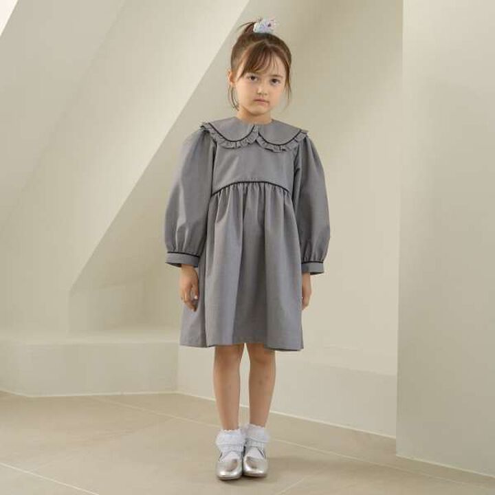 Removable Collar Occasion One-Piece Dress,Gray, medium image number 7