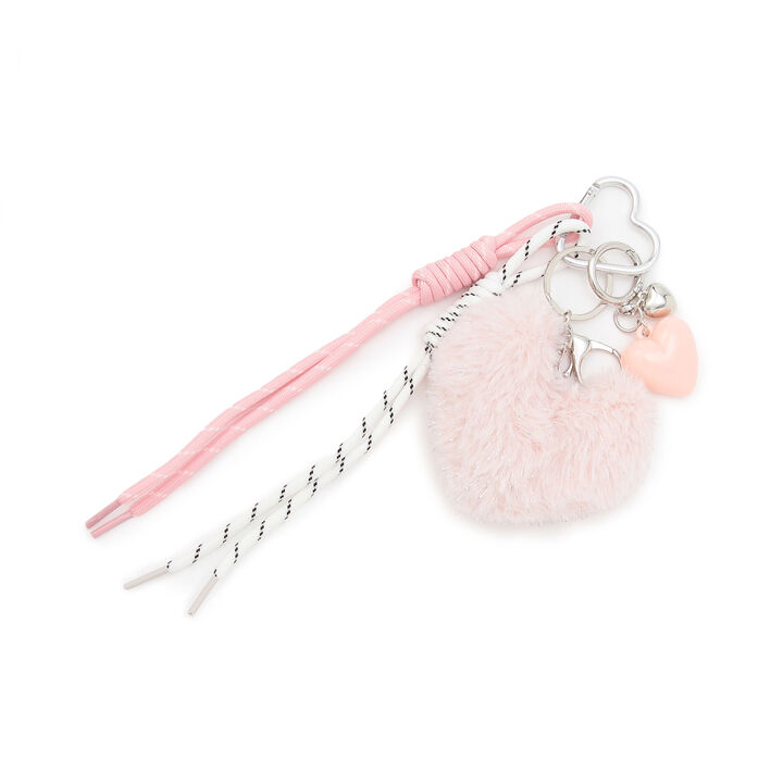Lame Fur Heart Charm,Pink, medium image number 0