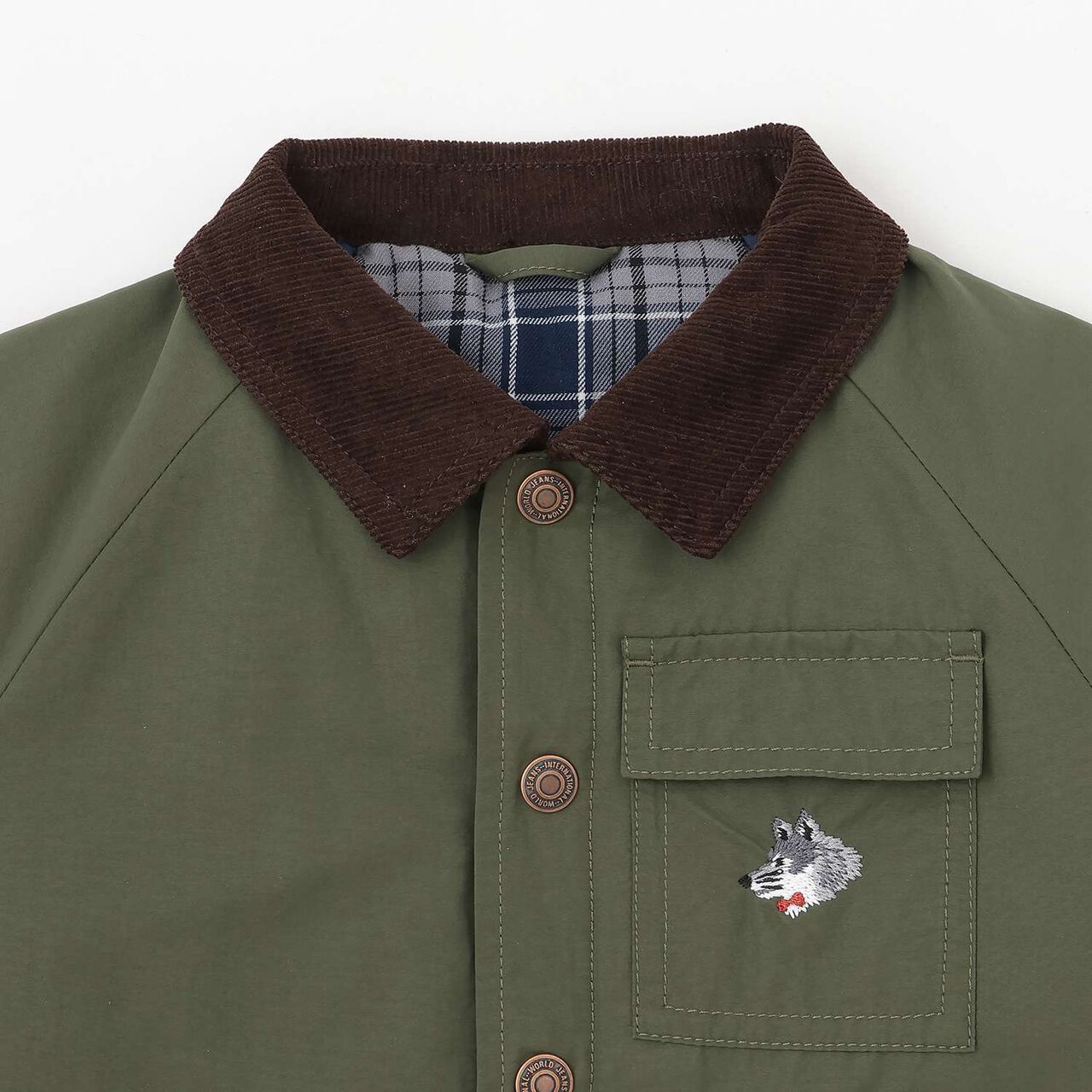 Wolf Embroidery Hunting Jacket,Khaki, large image number 2