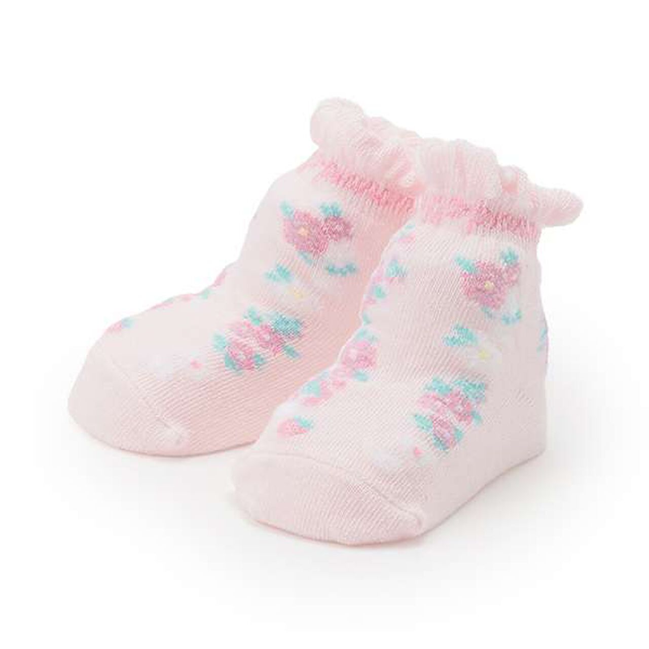 Stripe Floral Pattern Socks,Light pink, large image number 0