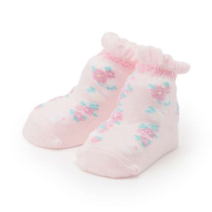 Stripe Floral Pattern Socks,Light pink, medium image number 0