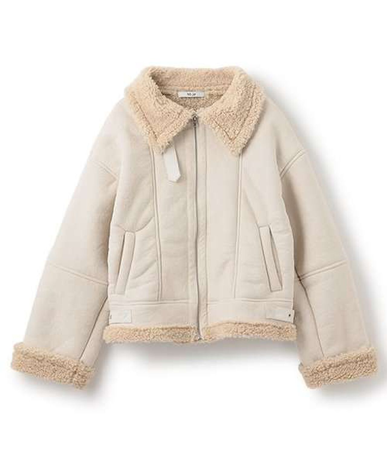 Mouton-Style Jacket,Ivory, large image number 5