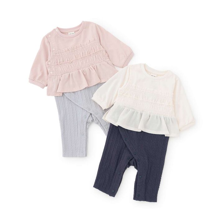 [Link] Shirred Frill Coverall,Pearl white, medium image number 7