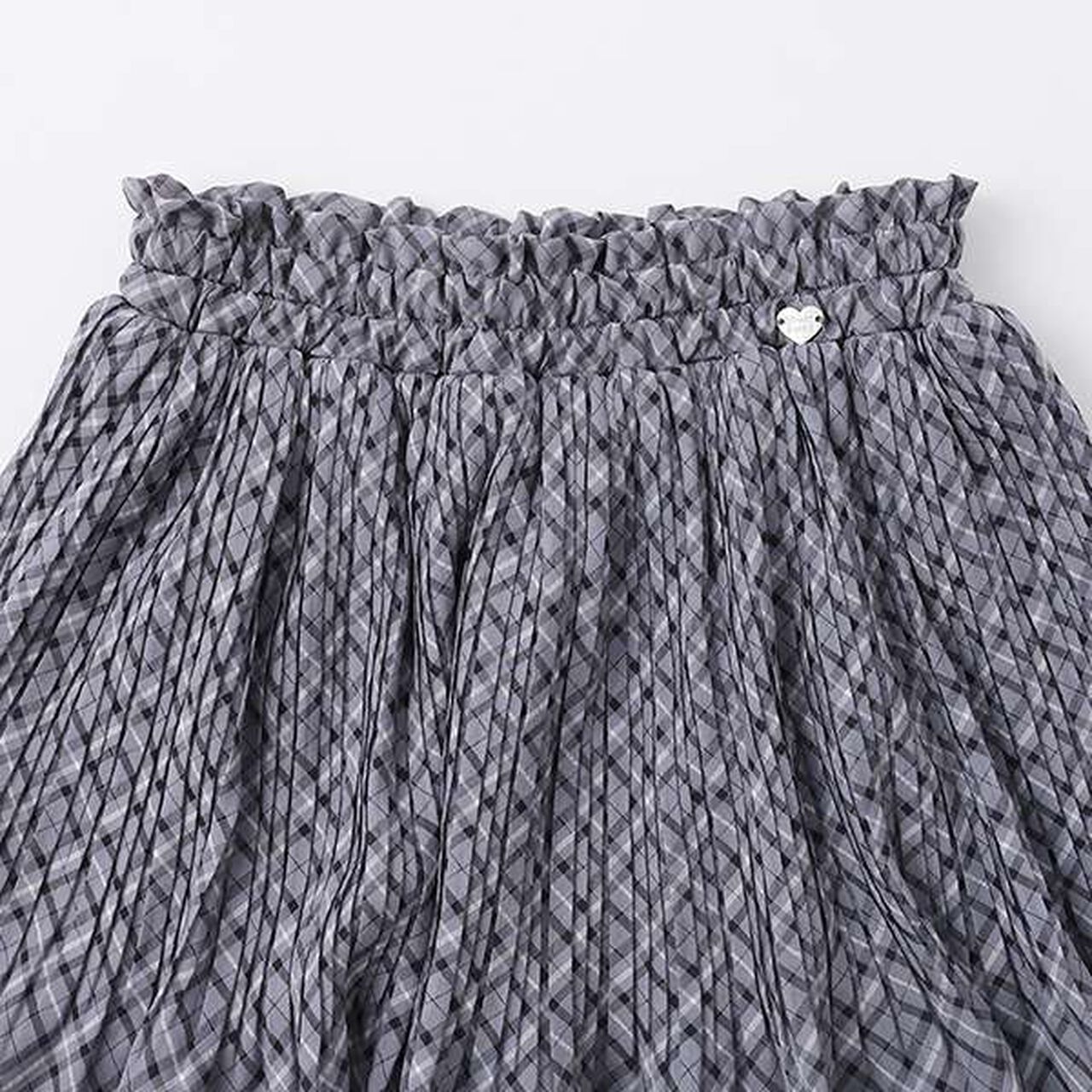 Sheer Check Random Pleated Skirt-Pants,Light gray, large image number 2