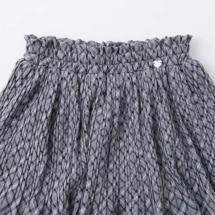 Sheer Check Random Pleated Skirt-Pants,Light gray, medium image number 2