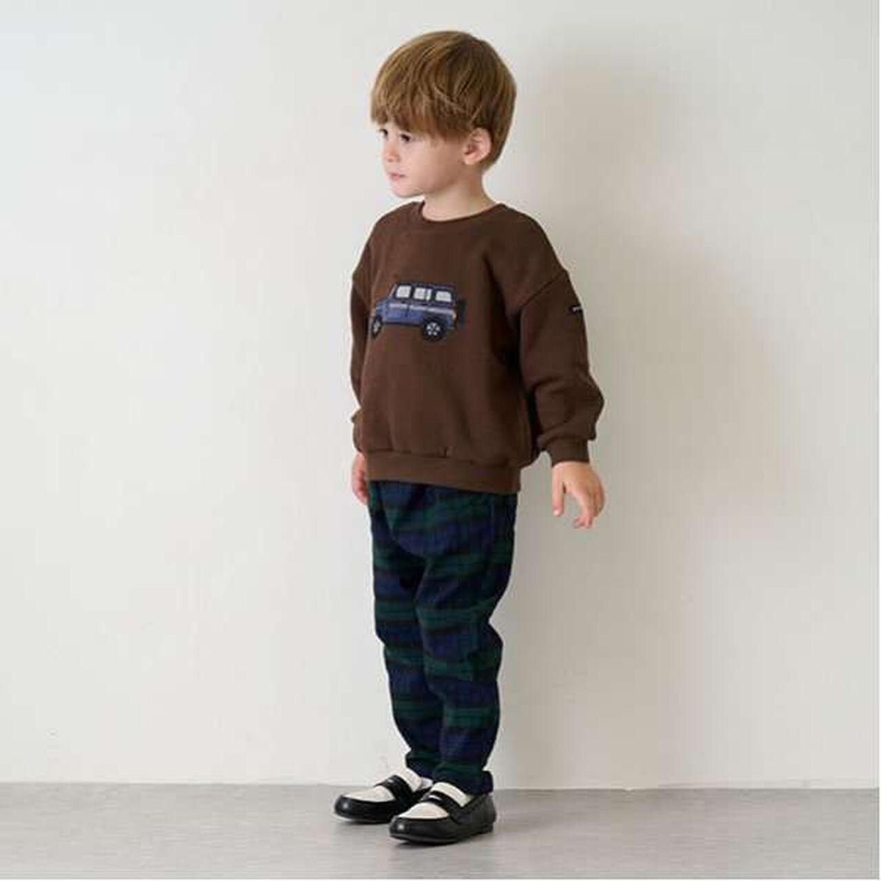 Wool Lined Check Tapered Pants,Black, large image number 6