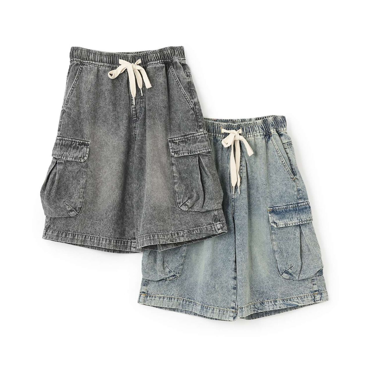 Half Denim Cargo Pants,Blue, large image number 3