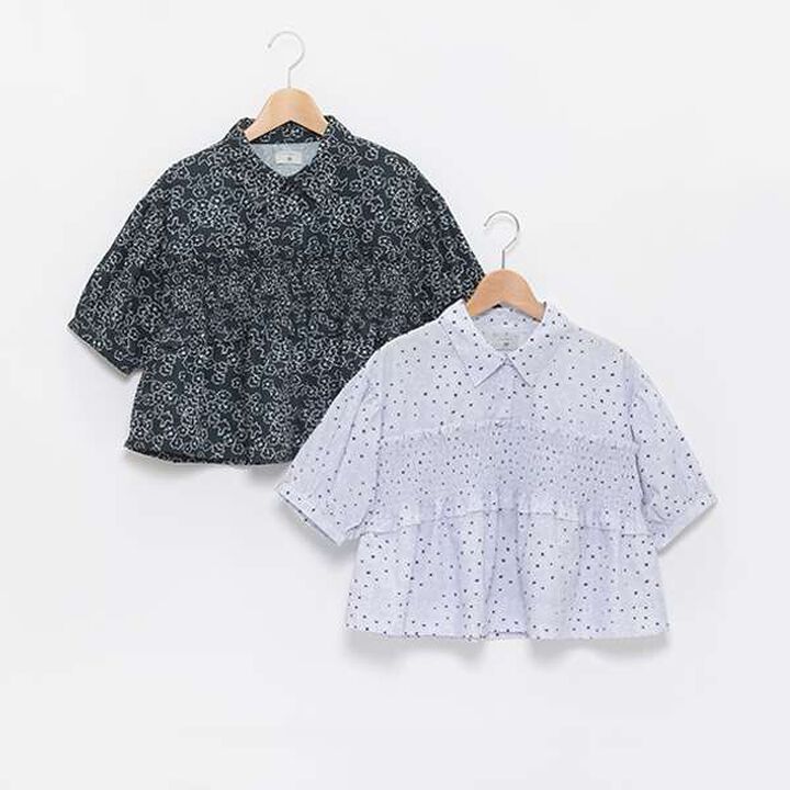 [AMI] Flower Bird Shirring Blouse,Navy, medium image number 14
