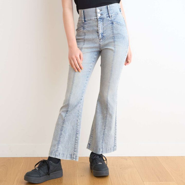 [Cool Touch] Style-Up Flare Denim Pants,Turquoise, medium image number 17