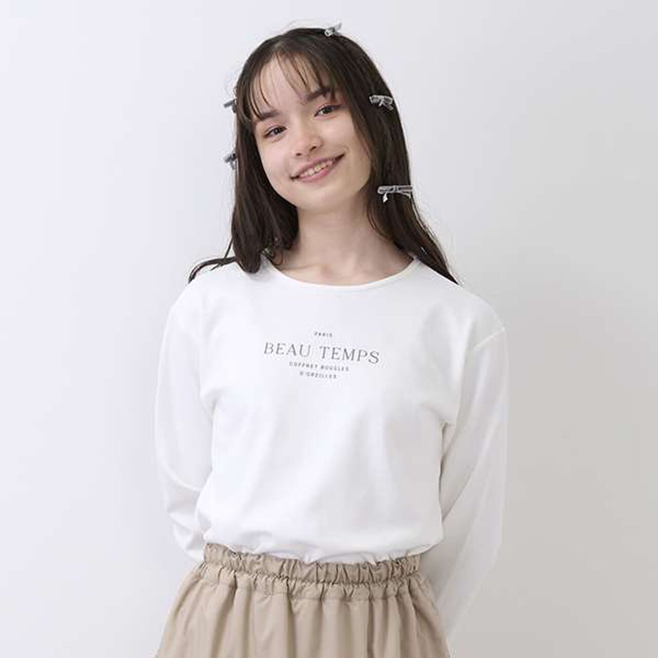 Argyle Shaggy Cardigan T-Shirt Set,Gray, large image number 5