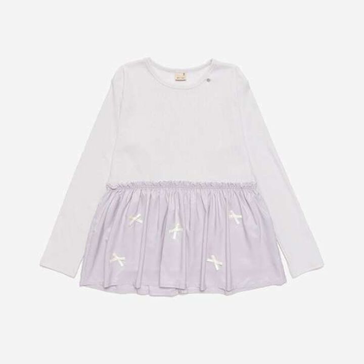 [Link] Ribbon Peplum Long T-Shirt,Lavender, medium image number 0