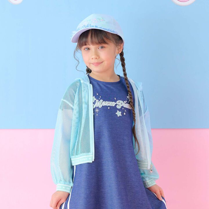 Mesh Zip Parka & Shoulder Opening Cut One-Piece Dress Set,Lavender, medium image number 15