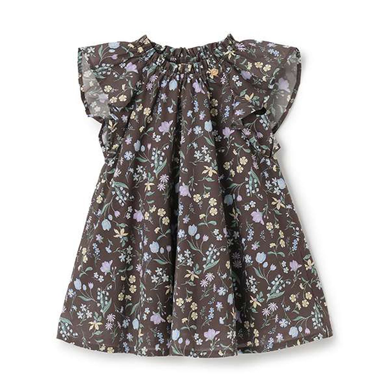 [Link] Lame Stripe/Floral Pattern One-Piece Dress (Kids Size),Charcoal gray, large image number 0