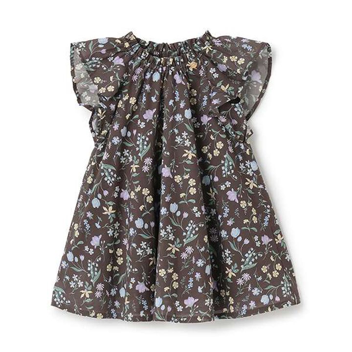 [Link] Lame Stripe/Floral Pattern One-Piece Dress (Kids Size),Charcoal gray, medium image number 0