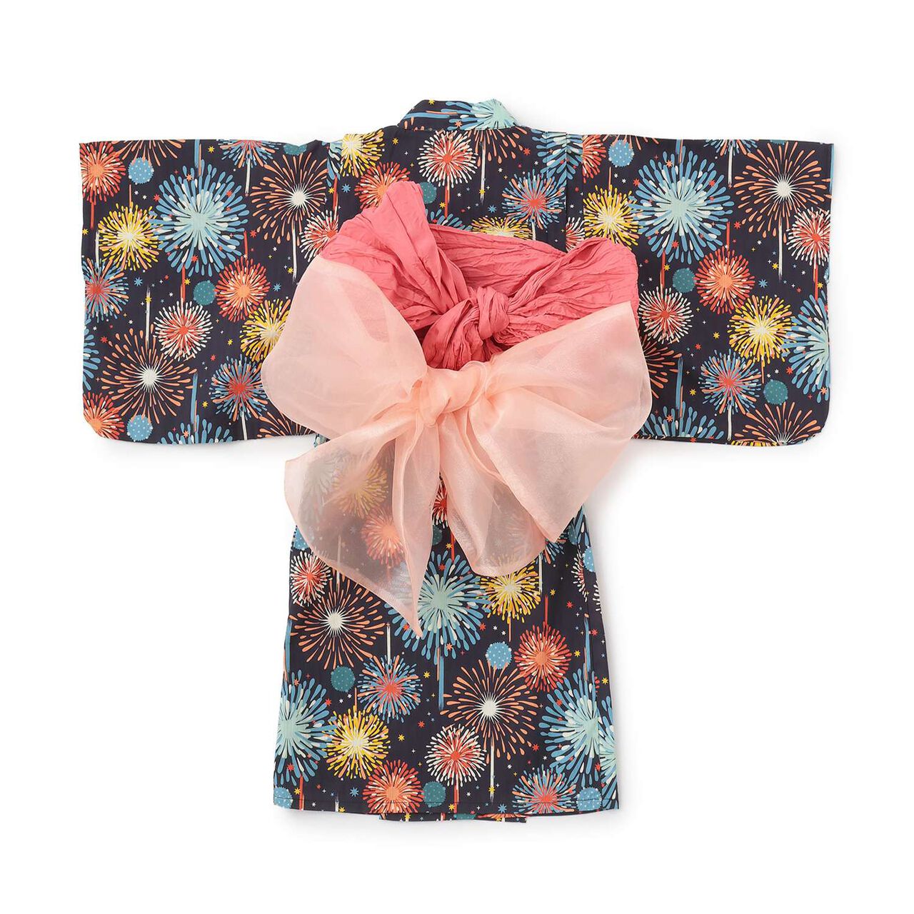Yukata Set with Fireworks Pattern,Pearl white, large image number 3