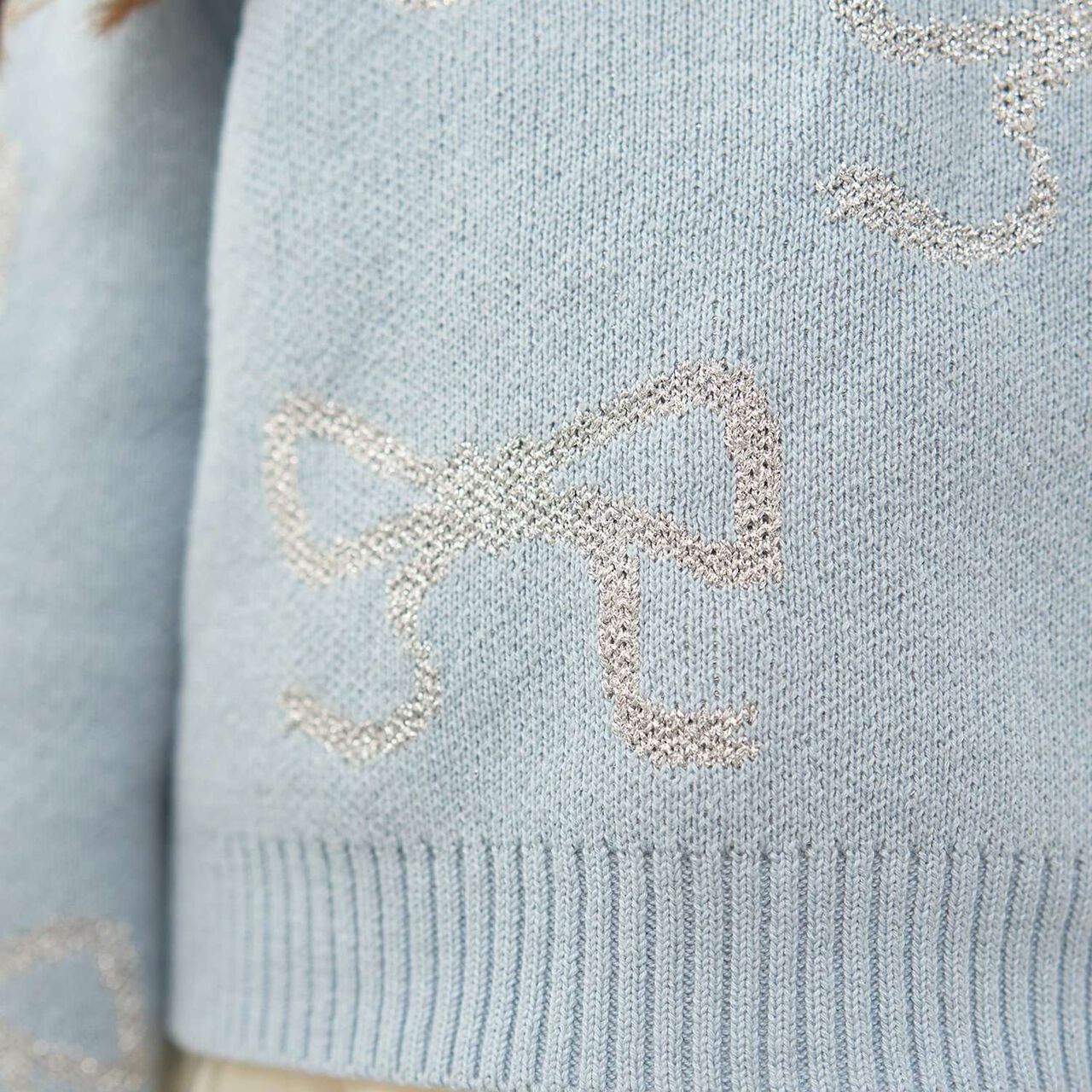 Short Lame Ribbon Sweater,Sax blue, large image number 14