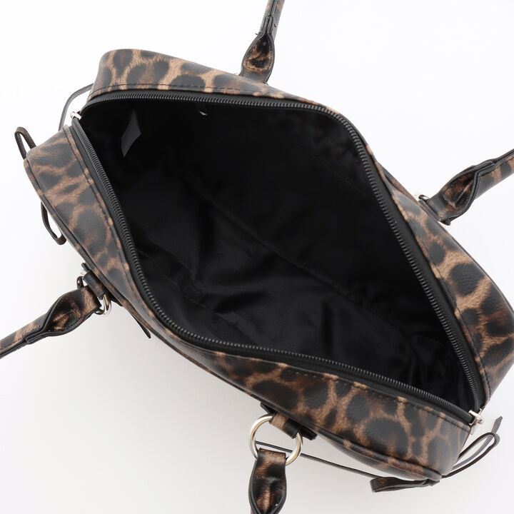 Lace-Up Long Handle Boston Bag,Beige, medium image number 5