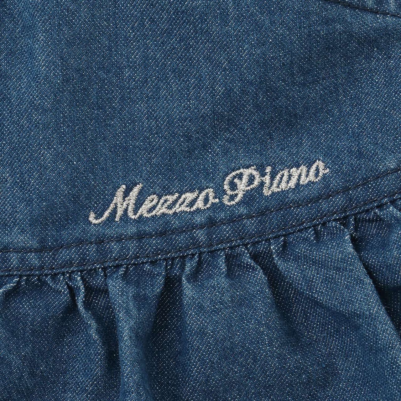 Lame Denim Tiered Skirt with Tail Charm,Navy, large image number 4