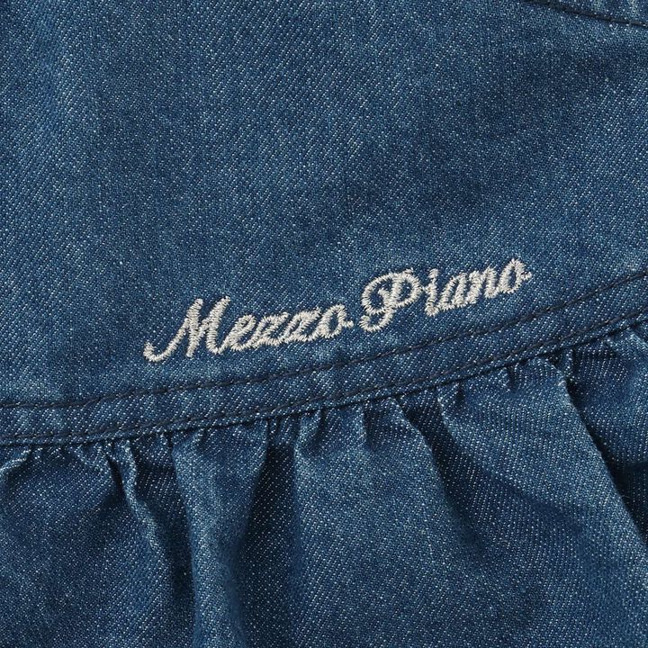 Lame Denim Tiered Skirt with Tail Charm,Navy, medium image number 4