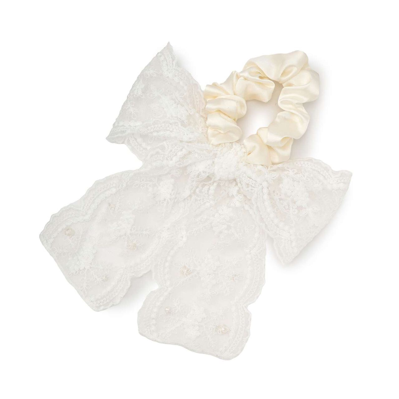 Lace Ribbon Scrunchie,Black, large image number 6