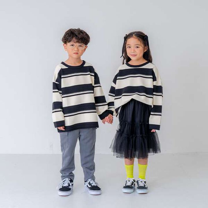 [Matching with Dad Outfit] Kids Stripe Pattern Big Long Sleeve T-Shirt,Green, medium image number 21