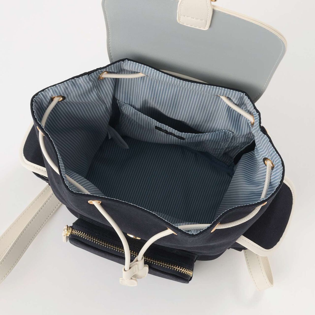 Canvas & Synthetic Leather Mini Backpack,Navy, large image number 12