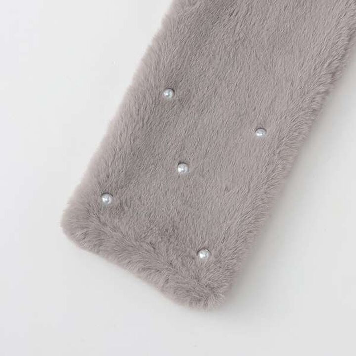 Pearl-Embellished Faux Fur Tippet,Light pink, medium image number 2