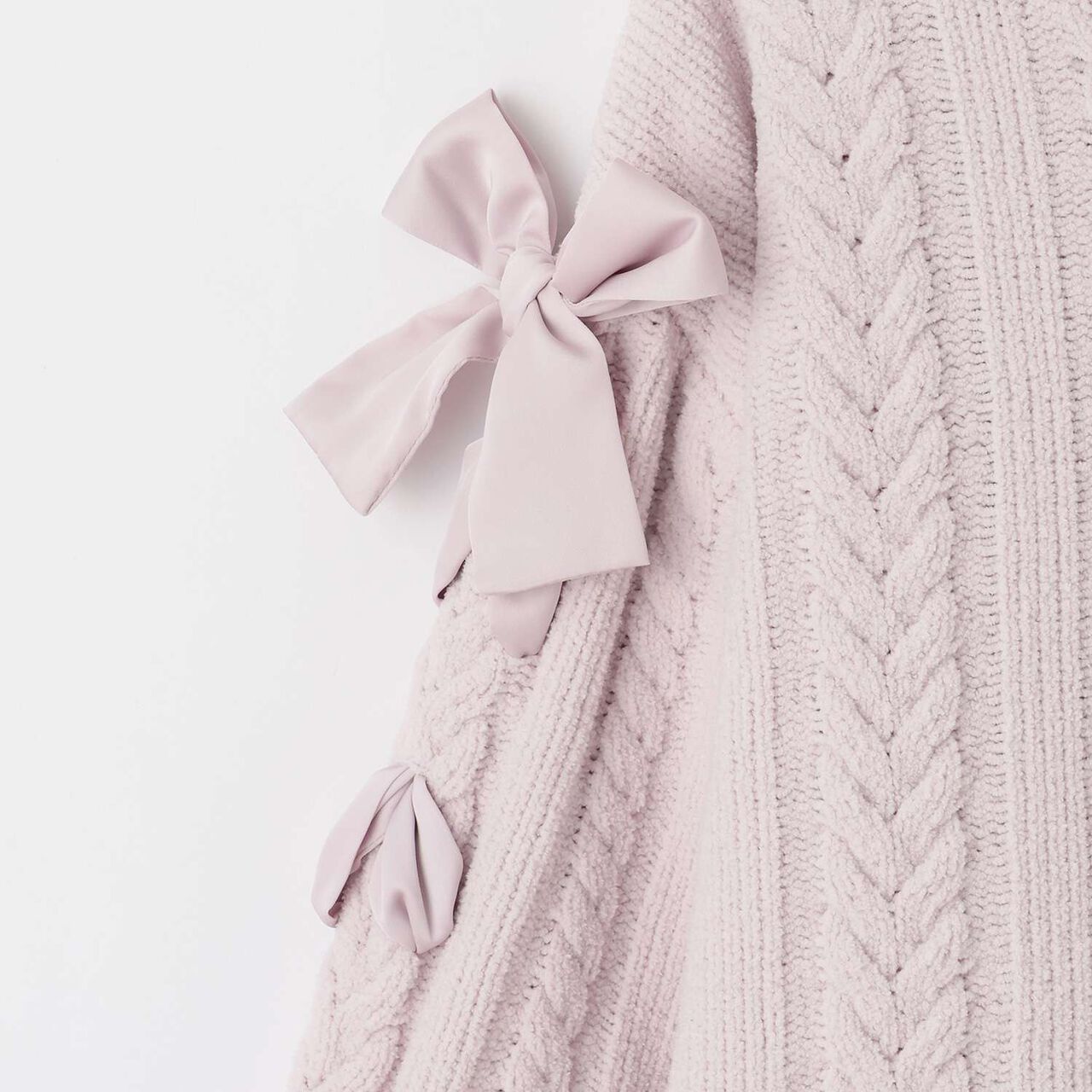 Lace-Up Mall Knitwear,Off white, large image number 3