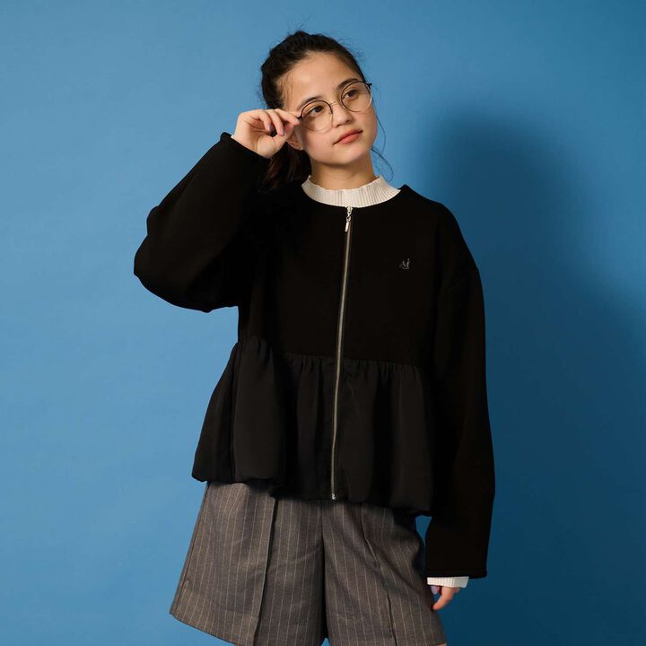 [AMI] Cardigan with Balloon Zipper,Black, medium image number 7