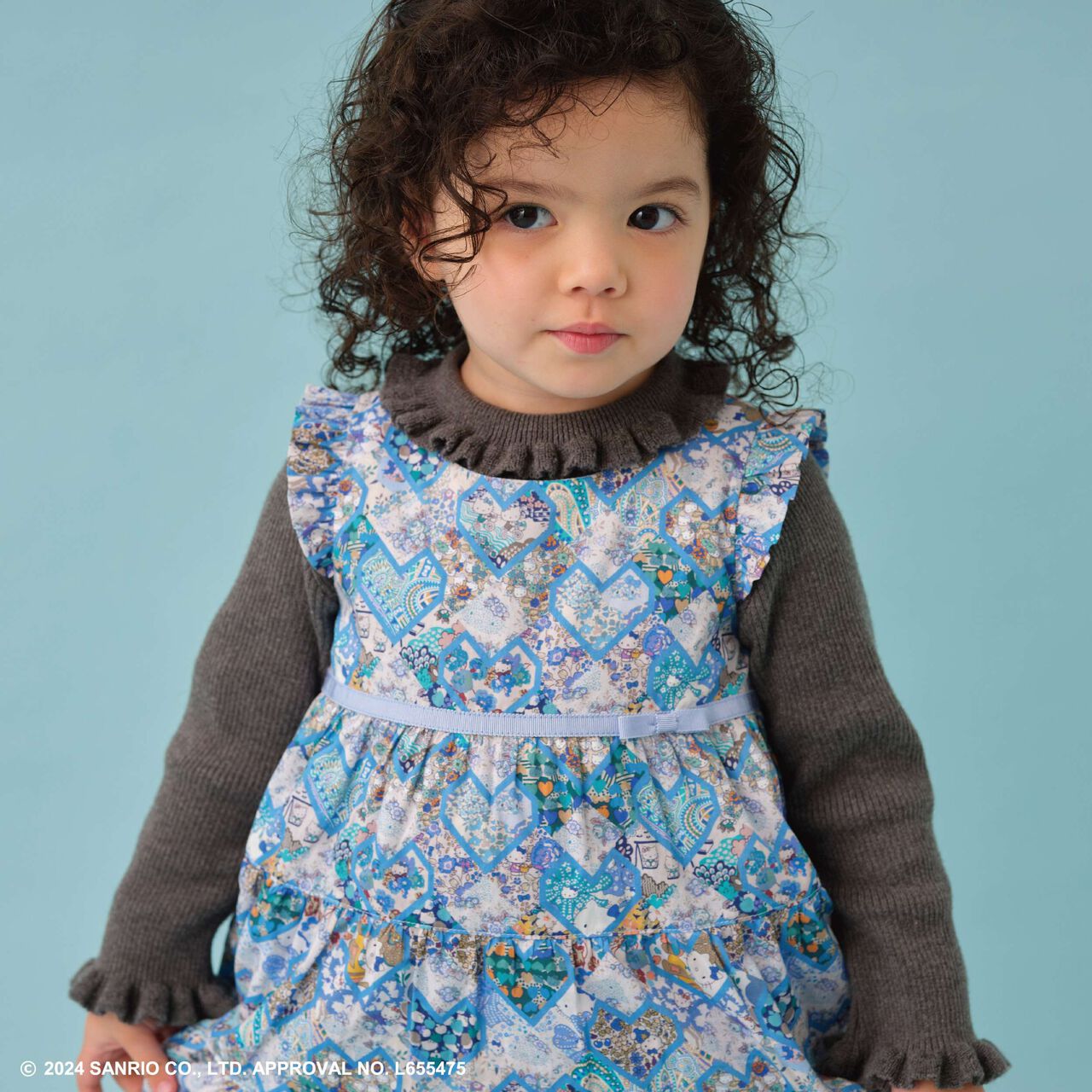 Hello Kitty Patchwork Hearts One-Piece Dress,Blue, large image number 6