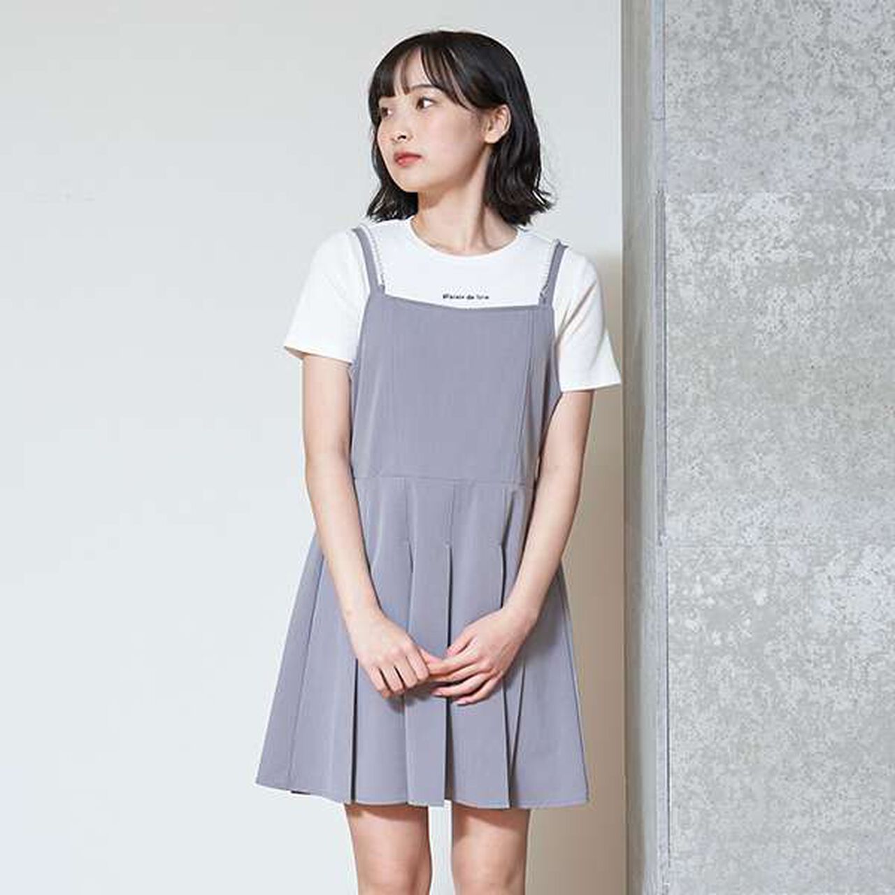 Inner Lining Included Pearl Code Jumpskirt,Gray, large image number 0