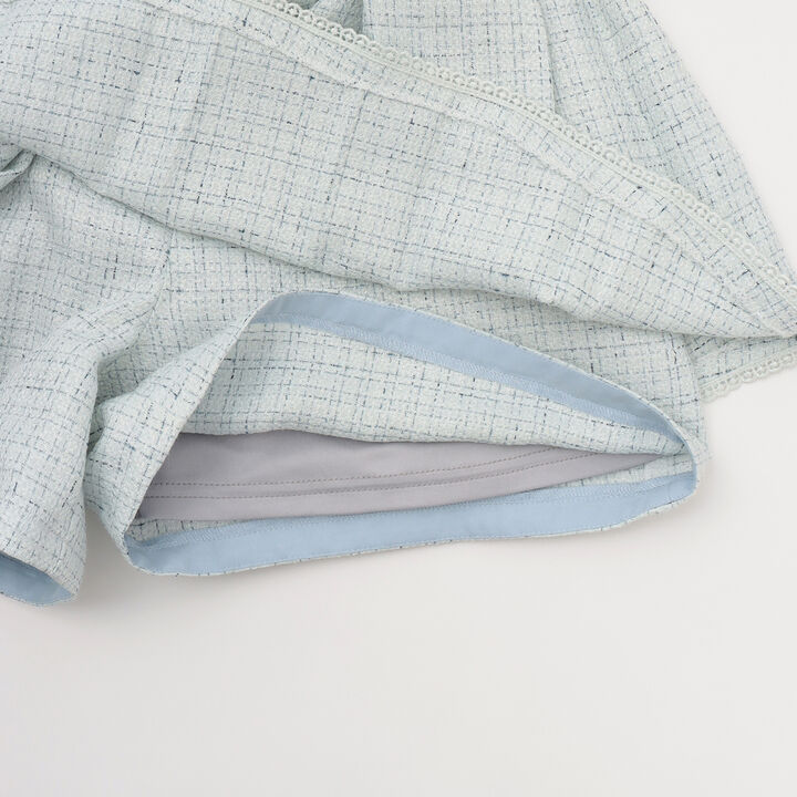 Lame Tweed Tacked Flare Shorts♪,Light blue, medium image number 8