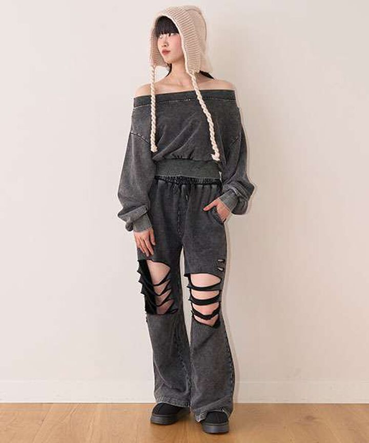 Damage Sweatpants,Charcoal gray, medium image number 4