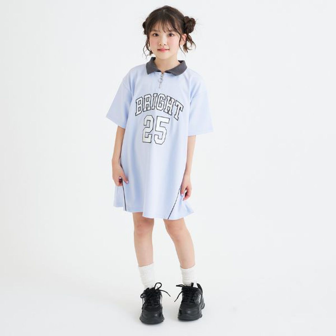 Numbered Half-Zip Ponte One-Piece Dress,Black, large image number 18