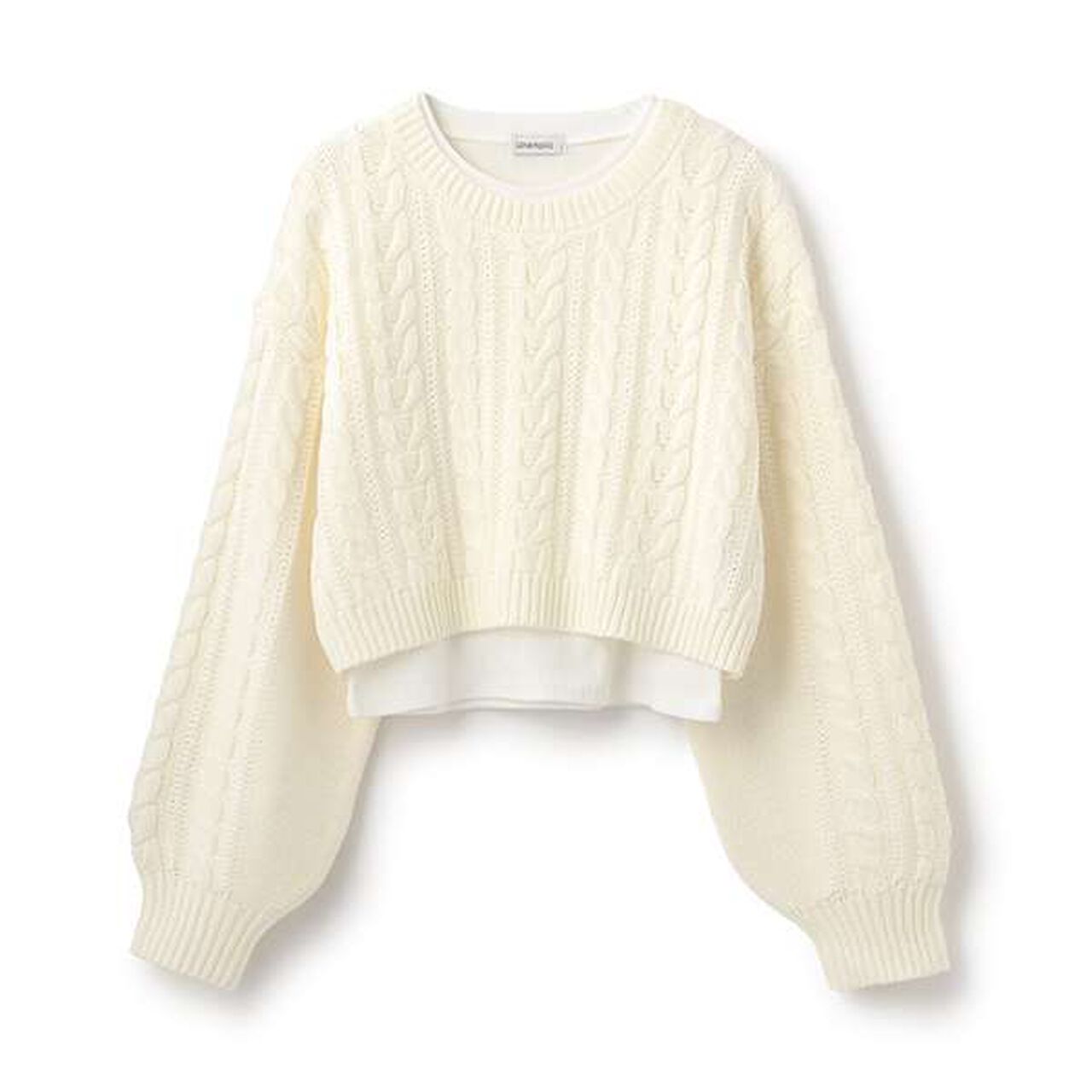 Inner Layered Cropped Knit,Deep red, large image number 11