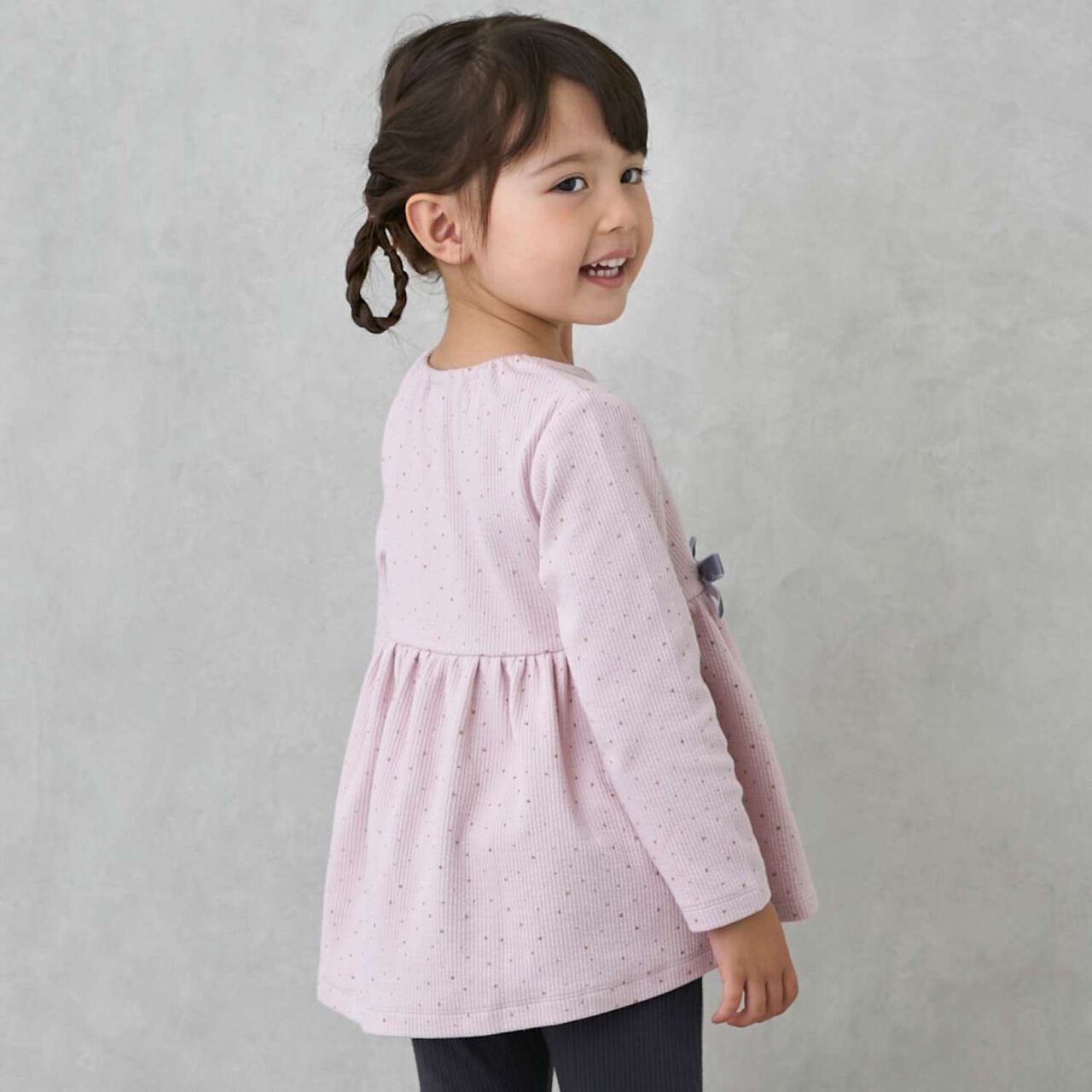 Wool Lined Cut Ribbon Tunic,Pink, large image number 2