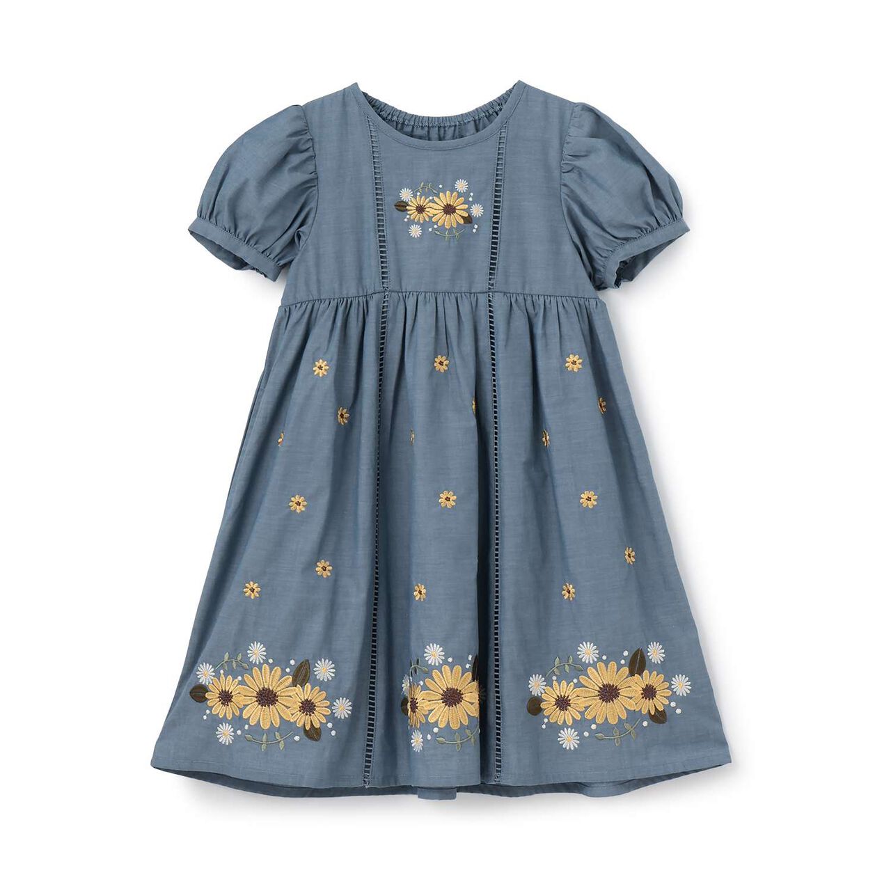Sunflower Embroidered One-Piece Dress,Off white, large image number 9