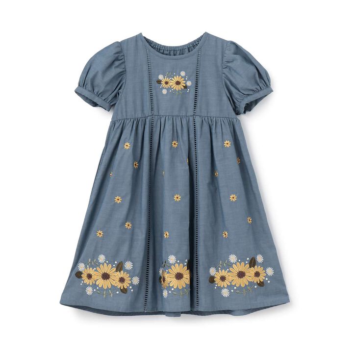 Sunflower Embroidered One-Piece Dress,Off white, medium image number 9