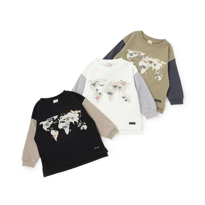 Dinosaur Embroidered Long Sleeve T-Shirt,Khaki, medium image number 3