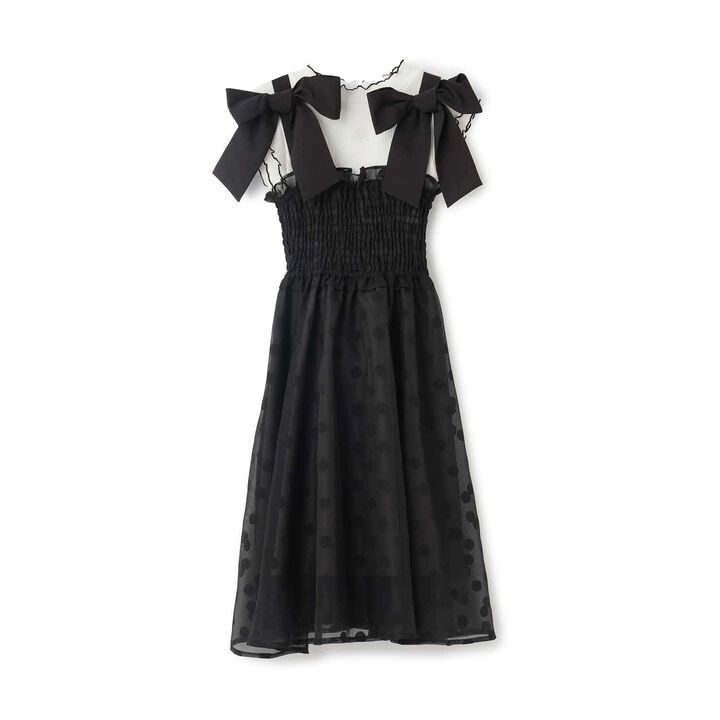 [Restocked] Shoulder Ribbon Jumper Skirt & Melow Inner Set,Black, medium image number 0