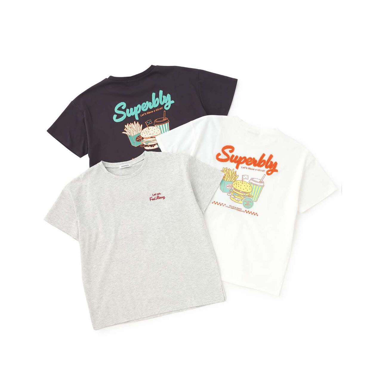 Hood Motif Loose Embroidered Short Sleeve T-Shirt,Smoke white, large image number 12
