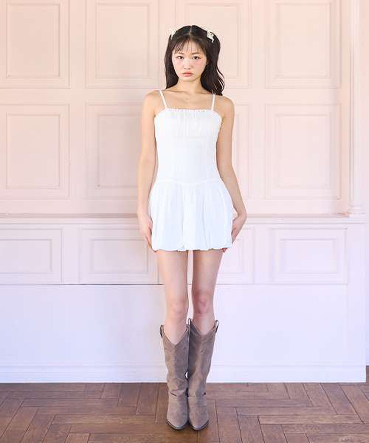 Balloon Mini Camisole Dress,Off white, large image number 2