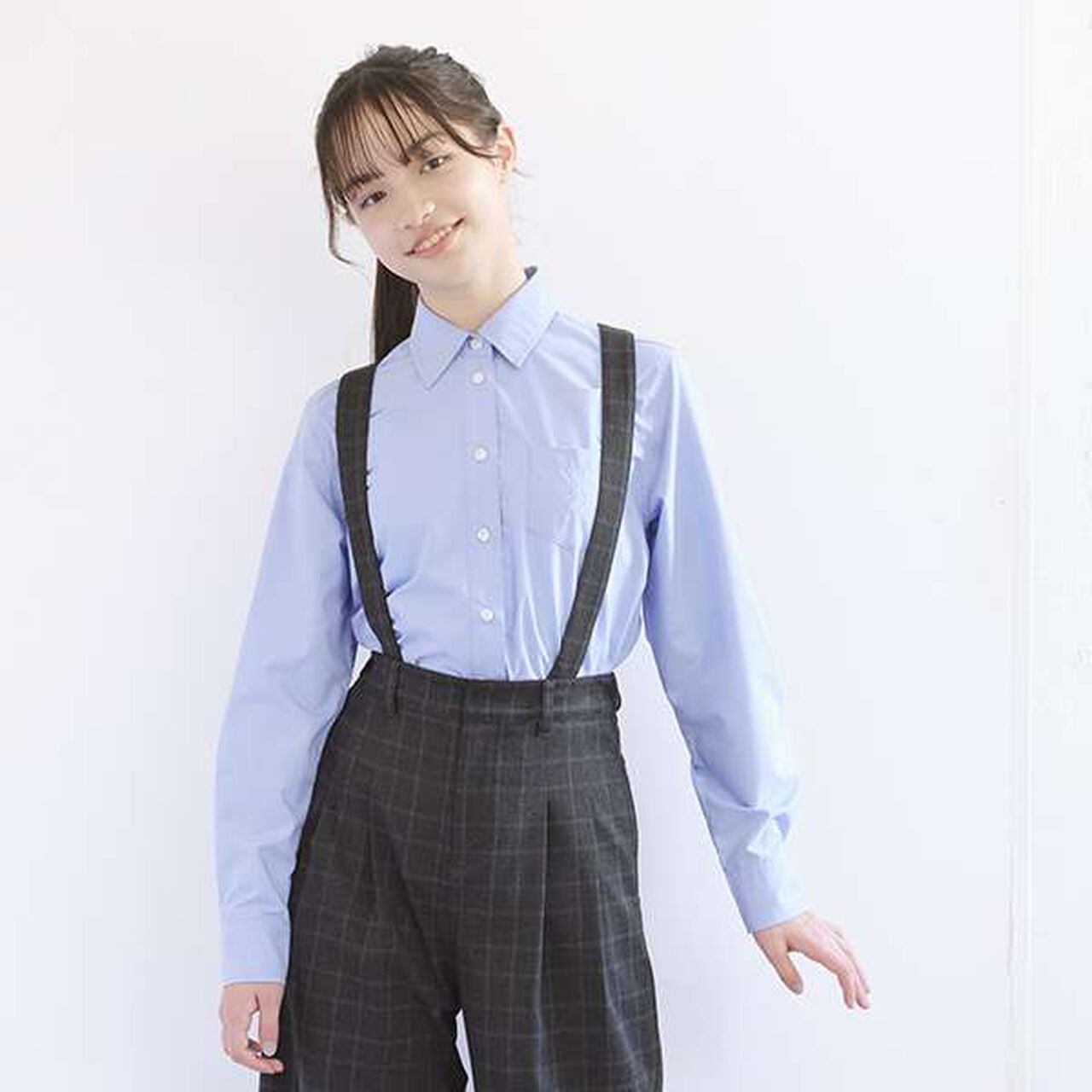 *Collar Long-Sleeve Shirt,Blue, large image number 0