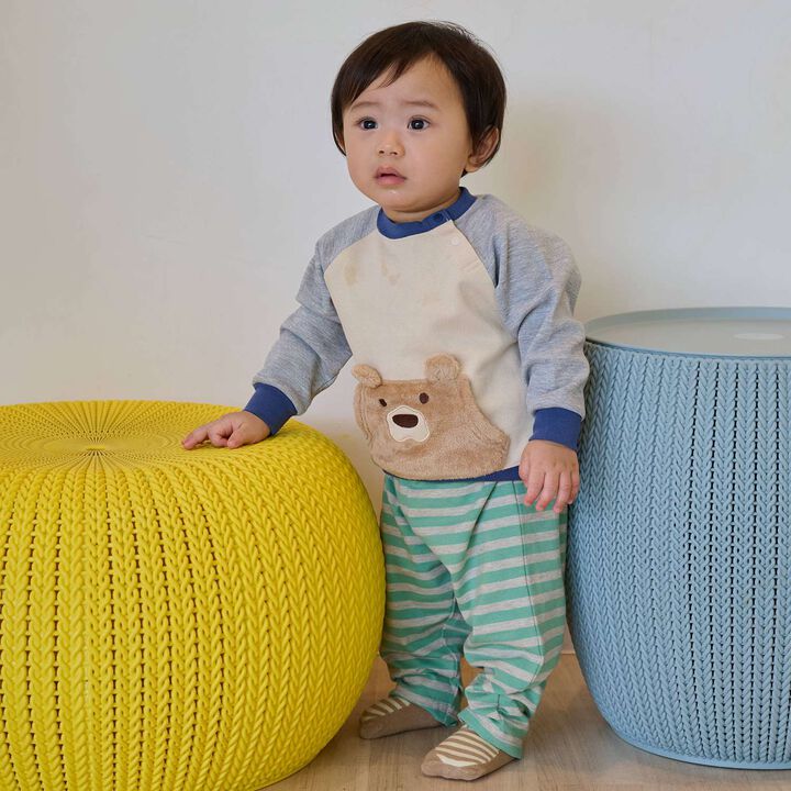 Bear Long-Sleeve T-Shirt & Stripe Pants Set,, medium