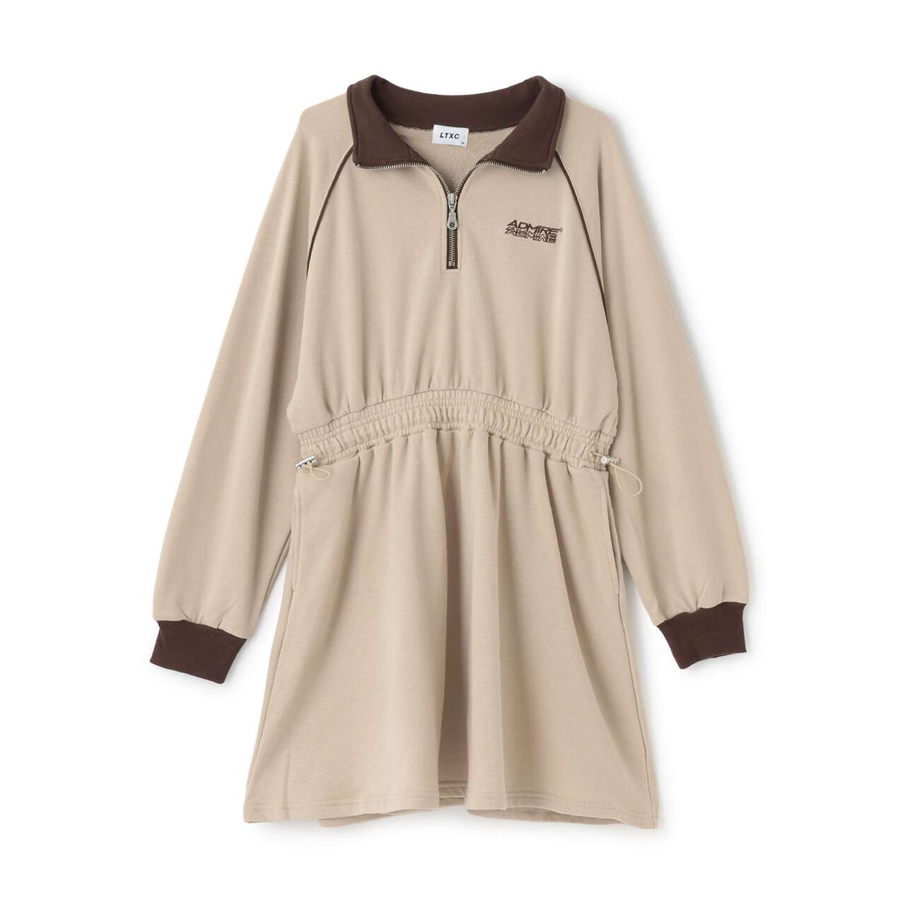 Long-Sleeve Track One-Piece Dress,Black, large image number 10