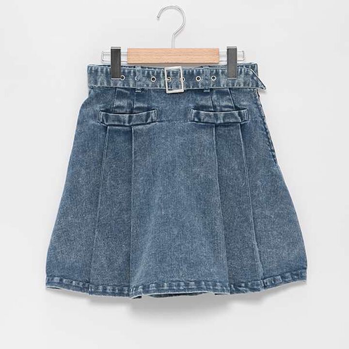 [AMI] Denim Skirt with Side Tuck Belt & Inner Pants Set,Blue, medium image number 6